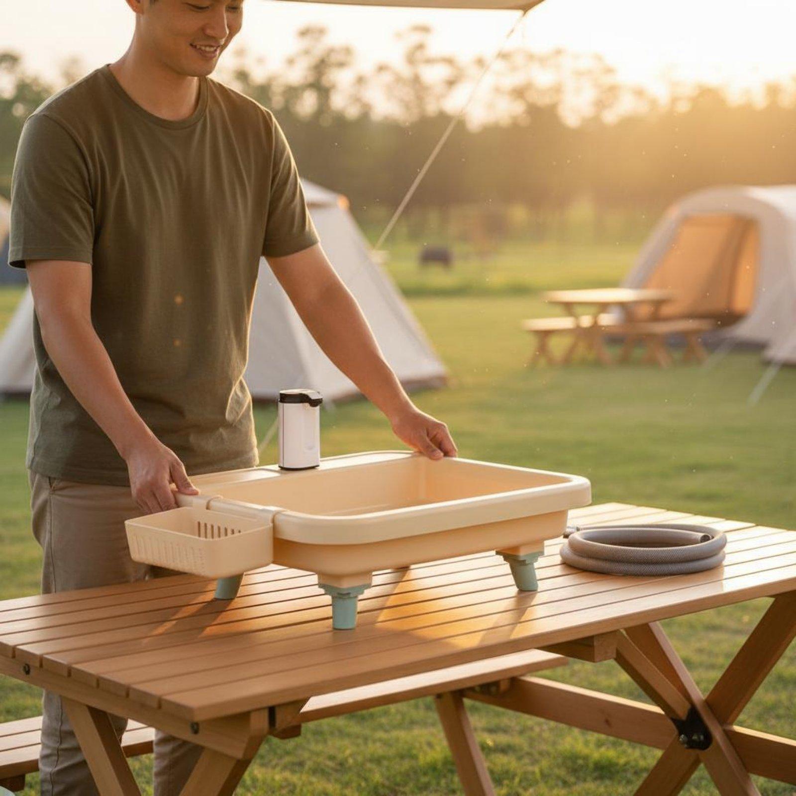 Camping - Przenośny zlew kempingowy z wbudowanym kranem