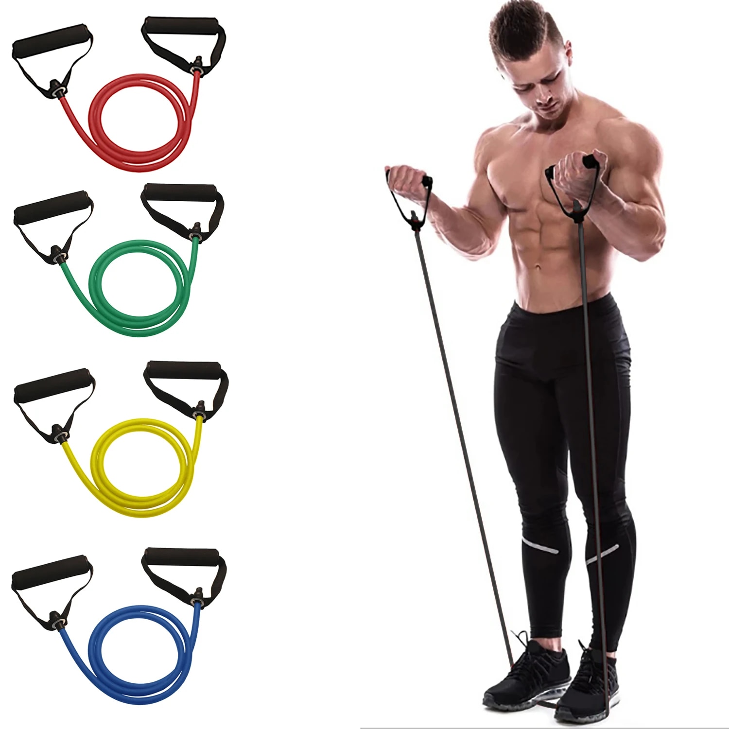 Taśmy oporowe z uchwytami, taś – Resistance Bands Set With Handles recenzja i cena